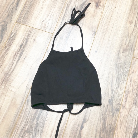 Tobi Tops - Tobi Black Halter Top Open Back Crop Top Medium